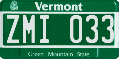 VT license plate ZMI033