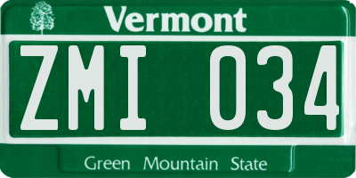 VT license plate ZMI034