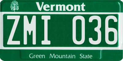 VT license plate ZMI036