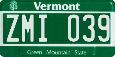 VT license plate ZMI039