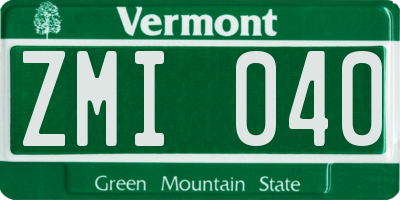 VT license plate ZMI040