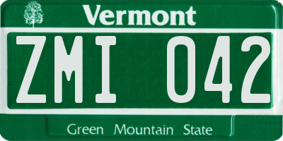 VT license plate ZMI042