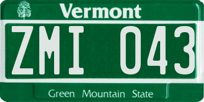 VT license plate ZMI043