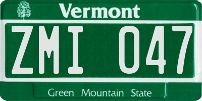 VT license plate ZMI047