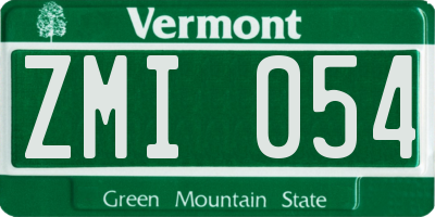 VT license plate ZMI054