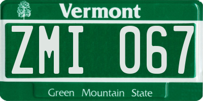 VT license plate ZMI067