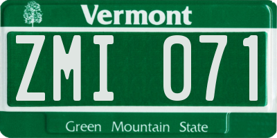 VT license plate ZMI071
