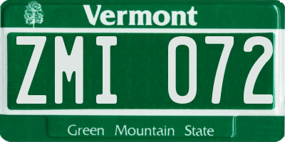 VT license plate ZMI072