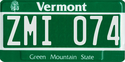 VT license plate ZMI074