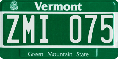 VT license plate ZMI075