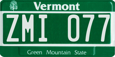 VT license plate ZMI077