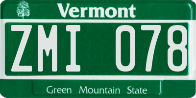 VT license plate ZMI078