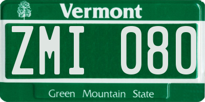 VT license plate ZMI080