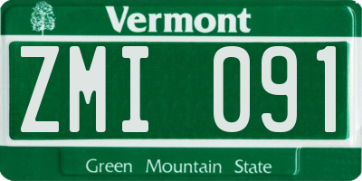 VT license plate ZMI091