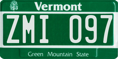 VT license plate ZMI097