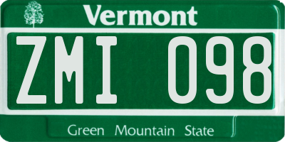 VT license plate ZMI098