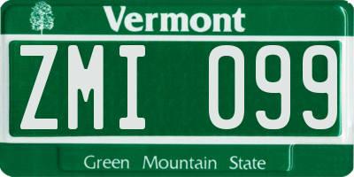 VT license plate ZMI099