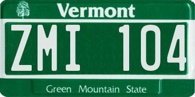VT license plate ZMI104