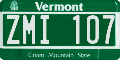 VT license plate ZMI107