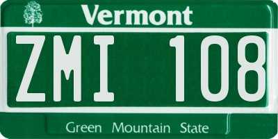 VT license plate ZMI108
