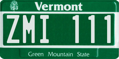 VT license plate ZMI111