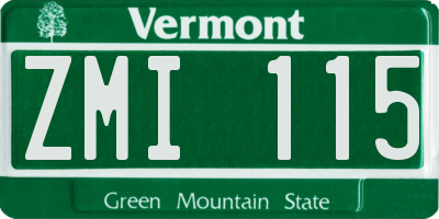 VT license plate ZMI115