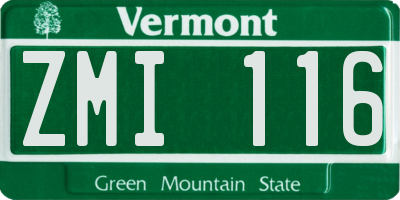 VT license plate ZMI116
