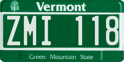 VT license plate ZMI118