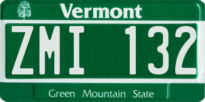 VT license plate ZMI132