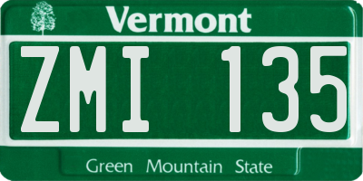 VT license plate ZMI135