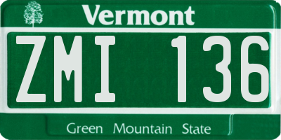 VT license plate ZMI136
