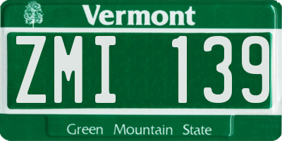 VT license plate ZMI139