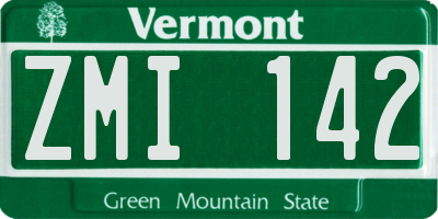 VT license plate ZMI142