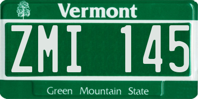 VT license plate ZMI145