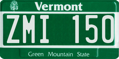 VT license plate ZMI150