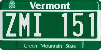 VT license plate ZMI151