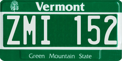 VT license plate ZMI152