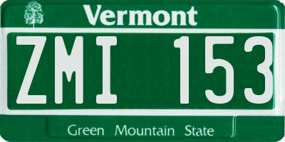 VT license plate ZMI153