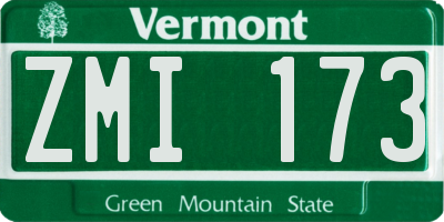 VT license plate ZMI173