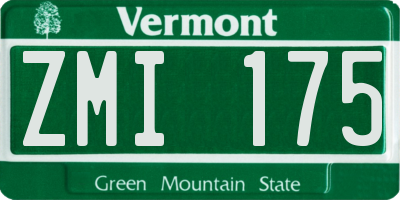 VT license plate ZMI175