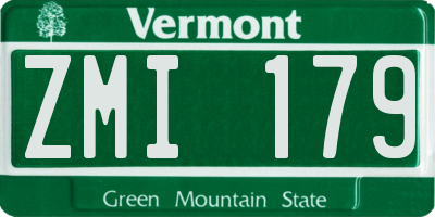 VT license plate ZMI179