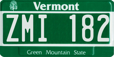 VT license plate ZMI182