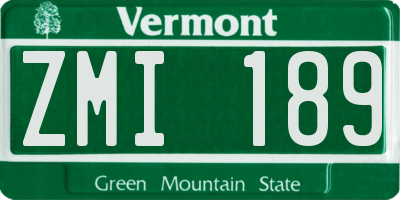 VT license plate ZMI189