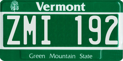 VT license plate ZMI192