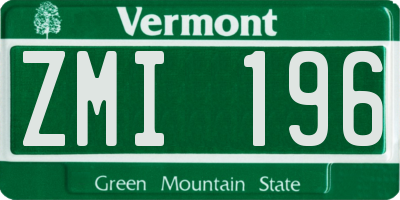 VT license plate ZMI196