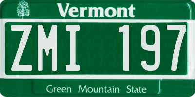 VT license plate ZMI197