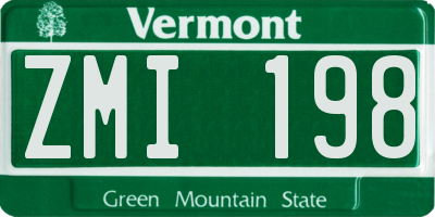 VT license plate ZMI198