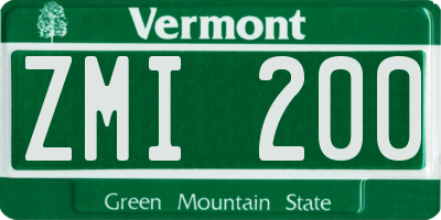 VT license plate ZMI200