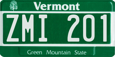 VT license plate ZMI201