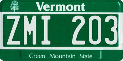 VT license plate ZMI203